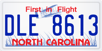NC license plate DLE8613