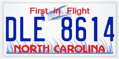 NC license plate DLE8614