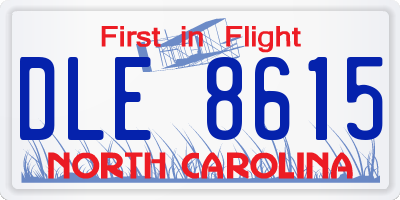 NC license plate DLE8615