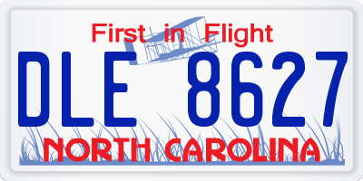 NC license plate DLE8627