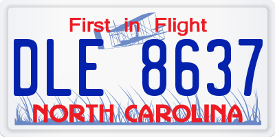 NC license plate DLE8637