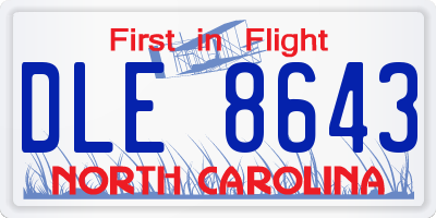 NC license plate DLE8643