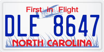 NC license plate DLE8647