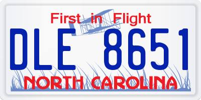 NC license plate DLE8651