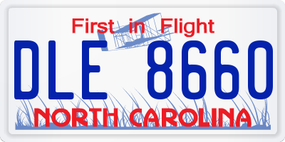 NC license plate DLE8660