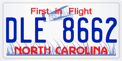 NC license plate DLE8662