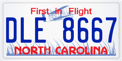 NC license plate DLE8667