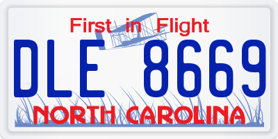 NC license plate DLE8669