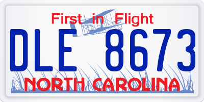 NC license plate DLE8673