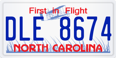 NC license plate DLE8674