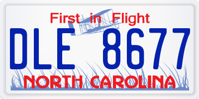 NC license plate DLE8677