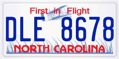 NC license plate DLE8678
