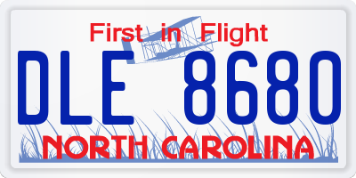 NC license plate DLE8680