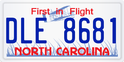 NC license plate DLE8681