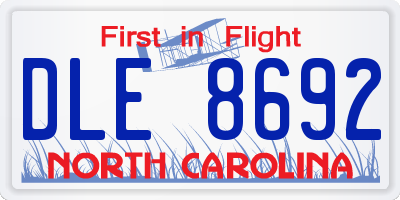 NC license plate DLE8692