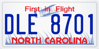 NC license plate DLE8701