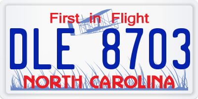 NC license plate DLE8703