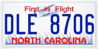 NC license plate DLE8706