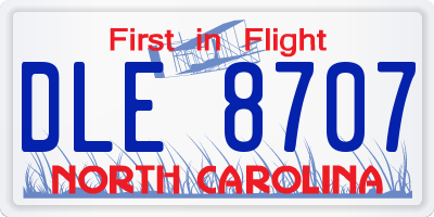 NC license plate DLE8707