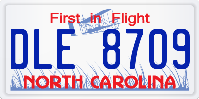 NC license plate DLE8709