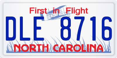 NC license plate DLE8716