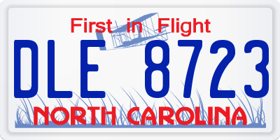 NC license plate DLE8723