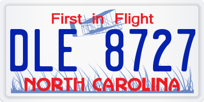 NC license plate DLE8727