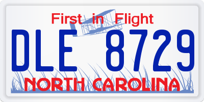 NC license plate DLE8729