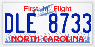 NC license plate DLE8733