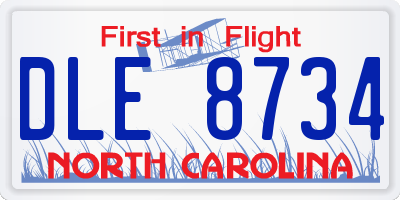 NC license plate DLE8734