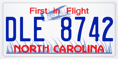 NC license plate DLE8742