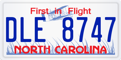 NC license plate DLE8747