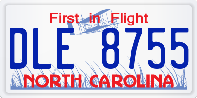 NC license plate DLE8755