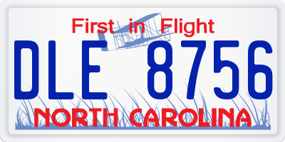 NC license plate DLE8756