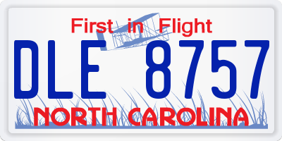 NC license plate DLE8757