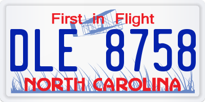 NC license plate DLE8758