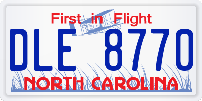 NC license plate DLE8770