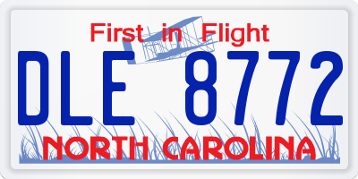 NC license plate DLE8772