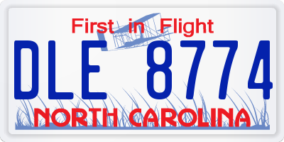 NC license plate DLE8774