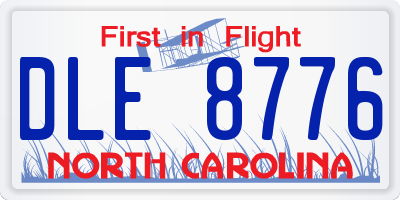 NC license plate DLE8776