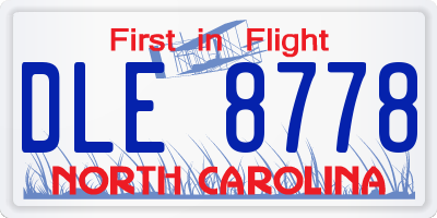 NC license plate DLE8778