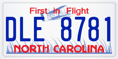 NC license plate DLE8781
