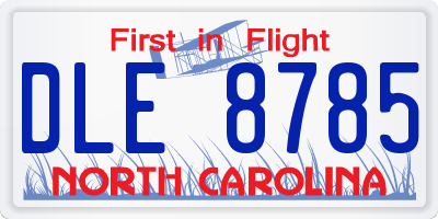 NC license plate DLE8785