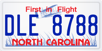 NC license plate DLE8788