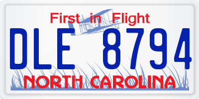 NC license plate DLE8794