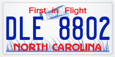 NC license plate DLE8802