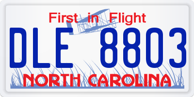 NC license plate DLE8803