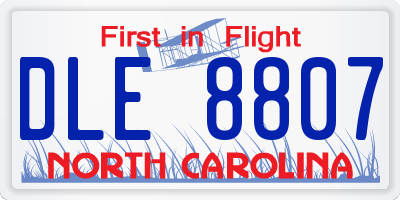 NC license plate DLE8807