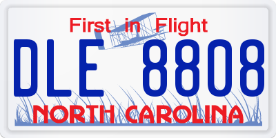 NC license plate DLE8808