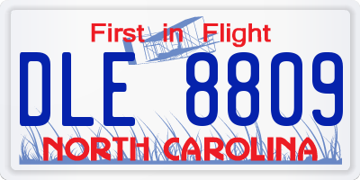 NC license plate DLE8809